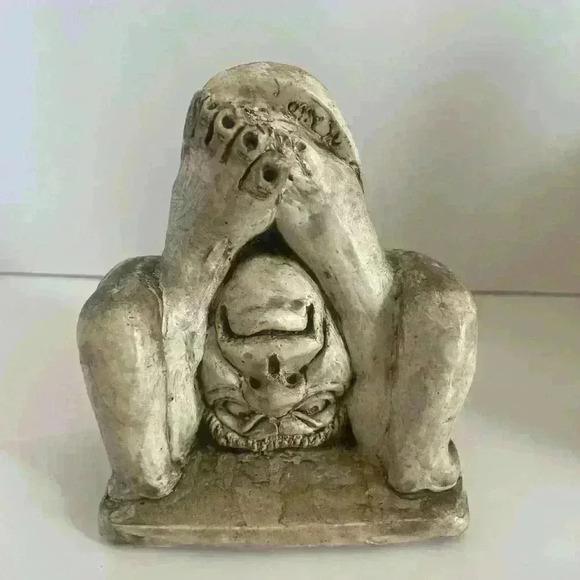 Ugly Ogre Troll Upside Down Large Feet Stone Statue - Picture 1 of 8